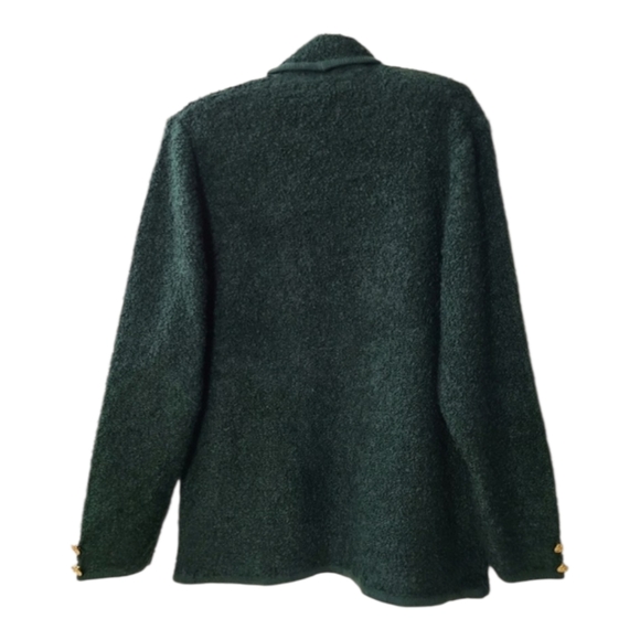 Traditions Women’s Vintage Green Open Poodle Knit Cardigan Size M Cozy Retro - Picture 2 of 8